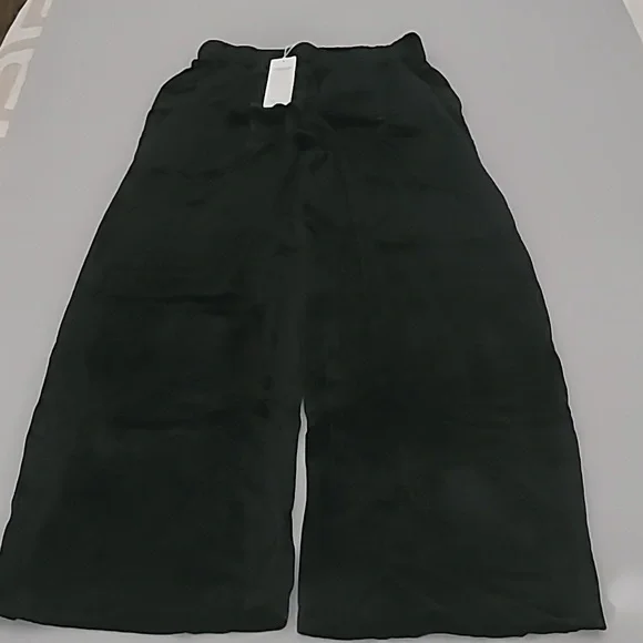 Eileen Fisher Women's Black Velvet Wide Leg Pleat Pant XXS